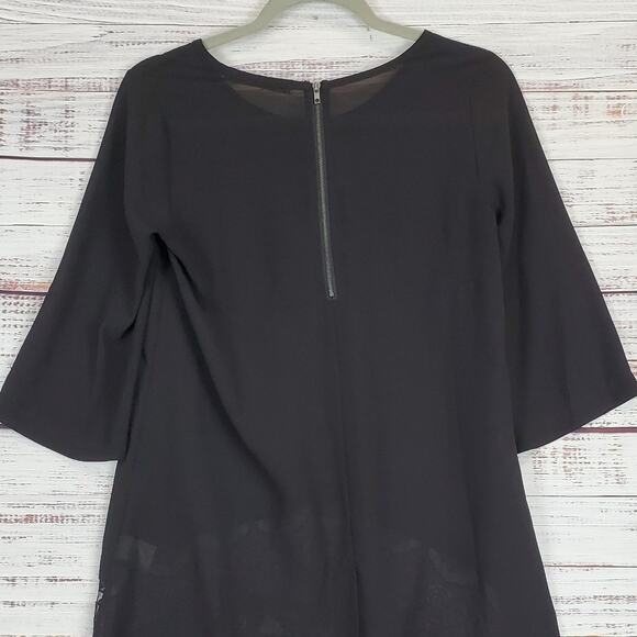 Chloe K Black Fringe Lace Tunic Mini Dress Size S Flowy Whimsygoth Fairygrunge - Picture 4 of 15